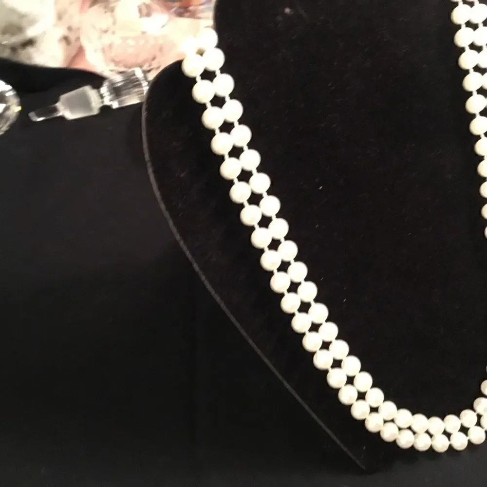 Faux White Pearl Necklace